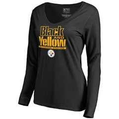 Pittsburgh Steelers Women's Hometown Collection Long Sleeve V-Neck T-Shirt Black