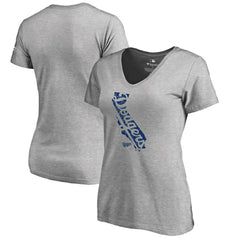 Los Angeles Dodgers Women's Hometown Collection Knockout State V-Neck T-Shirt - Ash T-shirts