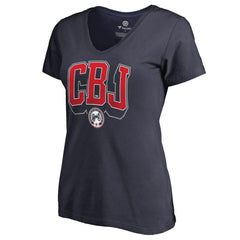 NHL Columbus Blue Jackets Women's Fan Favorite Team Slogan V-Neck T-Shirt - Navy