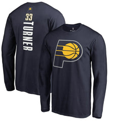 Myles Turner Indiana Pacers Long Sleeve Backer Name and Number T-Shirt Navy
