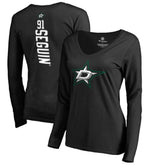 NHL Tyler Seguin Dallas Stars Women's Backer Name & Number Slim Fit Long Sleeve V-Neck T-Shirt - Black
