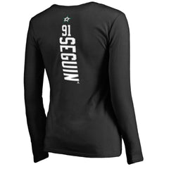 NHL Tyler Seguin Dallas Stars Women's Backer Name & Number Slim Fit Long Sleeve V-Neck T-Shirt - Black