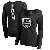 NHL Anze Kopitar Los Angeles Kings Women's Backer Name & Number Slim Fit Long Sleeve V-Neck T-Shirt - Black