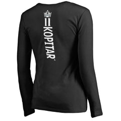 NHL Anze Kopitar Los Angeles Kings Women's Backer Name & Number Slim Fit Long Sleeve V-Neck T-Shirt - Black