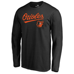 Baltimore Orioles Team Lockup Long Sleeve T-Shirt - Black T-shirts
