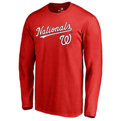 Washington Nationals Team Lockup Long Sleeve T-Shirt - Red T-shirts