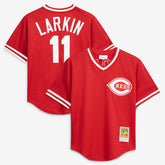 MLB Barry Larkin Cincinnati Reds Mitchell & Ness Authentic Batting Practice Jersey - Red