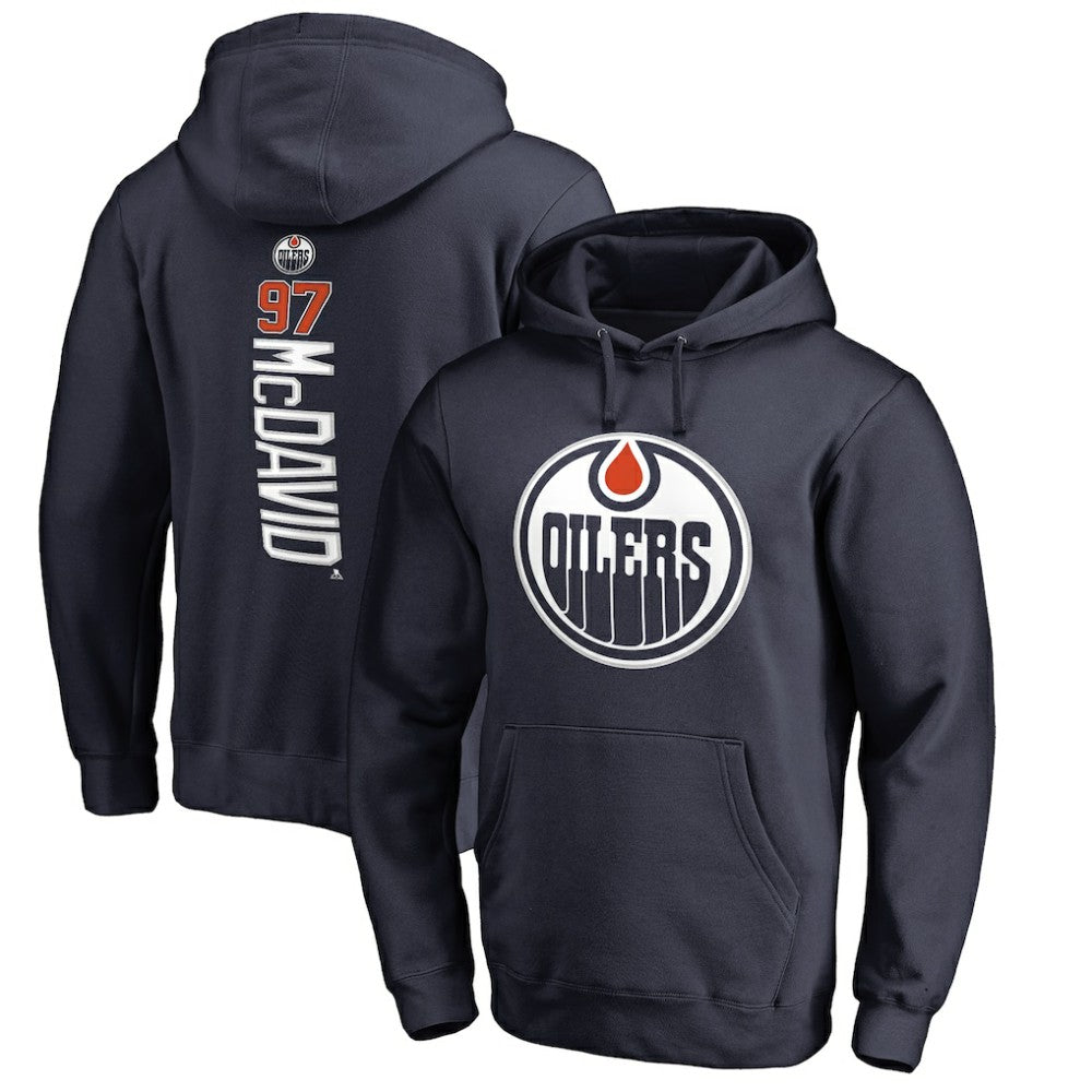 NHL Connor McDavid Edmonton Oilers Backer Name & Number Pullover Hoodie - Navy