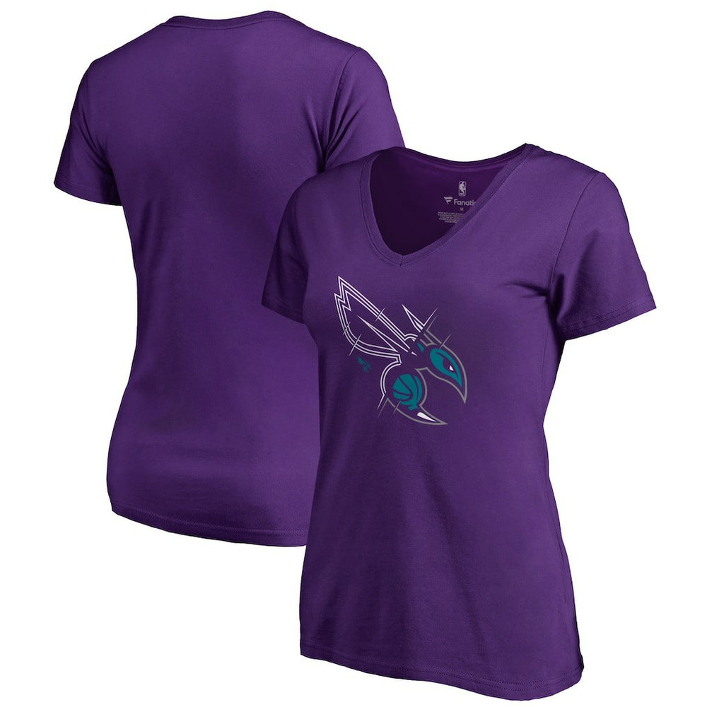 Charlotte Hornets Women's X-Ray Slim Fit V-Neck T-Shirt Purple
