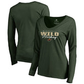 NHL Minnesota Wild Women's Iconic Collection Script Assist Long Sleeve V-Neck T-Shirt - Green