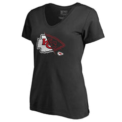 Kansas City Chiefs Women's X-Ray Slim Fit V-Neck T-Shirt Black