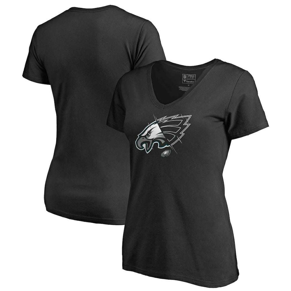 Philadelphia Eagles Women's X-Ray Slim Fit V-Neck T-Shirt Black