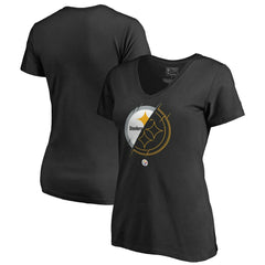 Pittsburgh Steelers Women's X-Ray Slim Fit V-Neck T-Shirt Black
