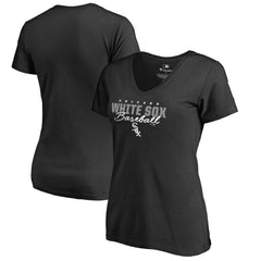 Chicago White Sox Women's Script Assist V-Neck T-Shirt - Black T-shirts
