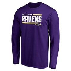 Baltimore Ravens Iconic Collection On Side Stripe Long Sleeve T-Shirt Purple