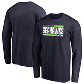 Seattle Seahawks Iconic Collection On Side Stripe Long Sleeve T-Shirt College Navy