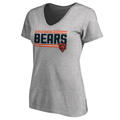 Chicago Bears Women's Iconic Collection On Side Stripe V-Neck T-Shirt Heather Gray