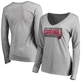Arizona Cardinals Women's Iconic Collection On Side Stripe Long Sleeve V-Neck T-Shirt Ash