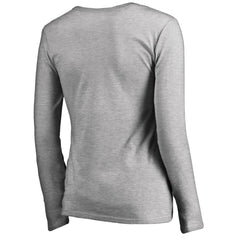 Minnesota Vikings Women's Iconic Collection On Side Stripe Long Sleeve V-Neck T-Shirt Ash