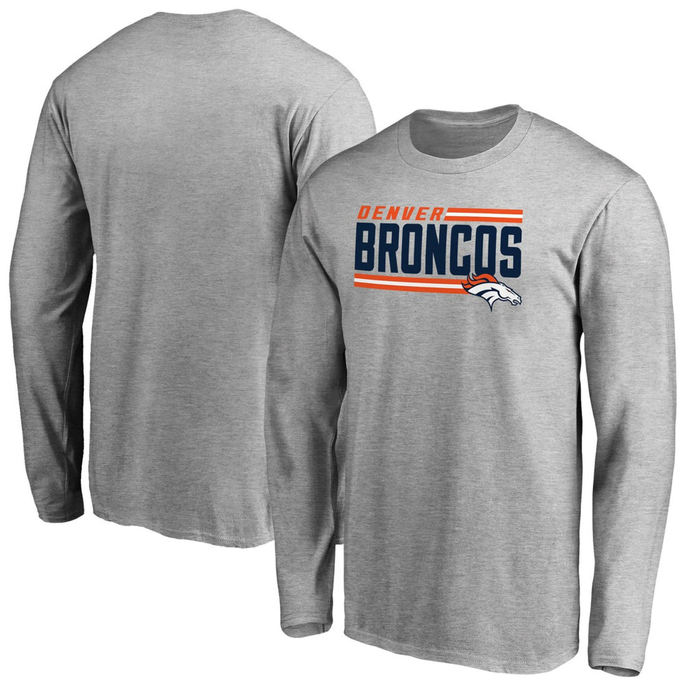 Denver Broncos Iconic Collection On Side Stripe Long Sleeve T-Shirt Ash