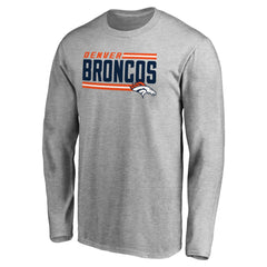 Denver Broncos Iconic Collection On Side Stripe Long Sleeve T-Shirt Ash