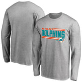 Miami Dolphins Iconic Collection On Side Stripe Long Sleeve T-Shirt Ash