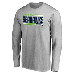 Seattle Seahawks Iconic Collection On Side Stripe Long Sleeve T-Shirt Ash