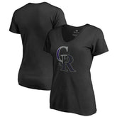 Colorado Rockies Women's X-Ray V-Neck T-Shirt - Black T-shirts