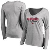 Arizona Cardinals Women's Iconic Collection Script Assist Long Sleeve V-Neck T-Shirt Ash