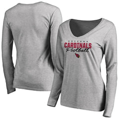 Arizona Cardinals Women's Iconic Collection Script Assist Long Sleeve V-Neck T-Shirt Ash
