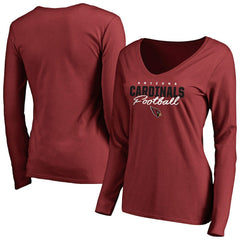 Arizona Cardinals Women's Iconic Collection Script Assist Long Sleeve V-Neck T-Shirt Cardinal