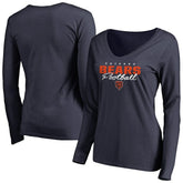 Chicago Bears Women's Iconic Collection Script Assist Long Sleeve V-Neck T-Shirt Navy