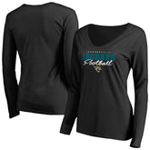 Jacksonville Jaguars Women's Iconic Collection Script Assist Long Sleeve V-Neck T-Shirt Black