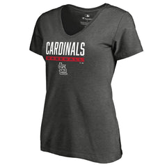 St. Louis Cardinals Women's Win Stripe V-Neck T-Shirt - Ash T-shirts
