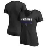 Colorado Rockies Women's Fade Out V-Neck T-Shirt - Black T-shirts