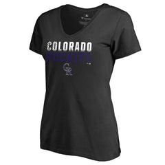 Colorado Rockies Women's Fade Out V-Neck T-Shirt - Black T-shirts