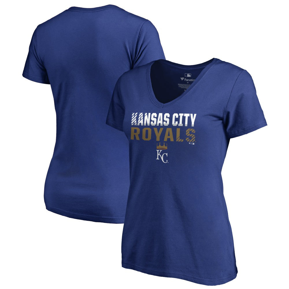 Kansas City Royals Women's Fade Out V-Neck T-Shirt - Royal T-shirts