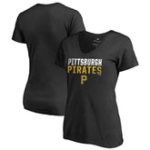 Pittsburgh Pirates Women's Fade Out V-Neck T-Shirt - Black T-shirts
