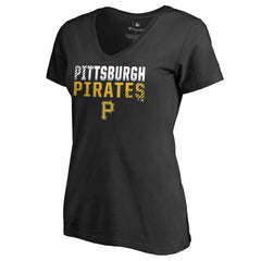 Pittsburgh Pirates Women's Fade Out V-Neck T-Shirt - Black T-shirts