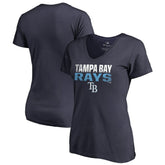 Tampa Bay Rays Women's Fade Out V-Neck T-Shirt - Navy T-shirts