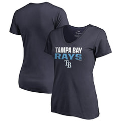 Tampa Bay Rays Women's Fade Out V-Neck T-Shirt - Navy T-shirts
