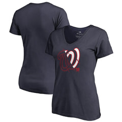Washington Nationals Women's X-Ray V-Neck T-Shirt - Navy T-shirts