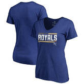 Kansas City Royals Women's Onside Stripe V-Neck T-Shirt - Royal T-shirts