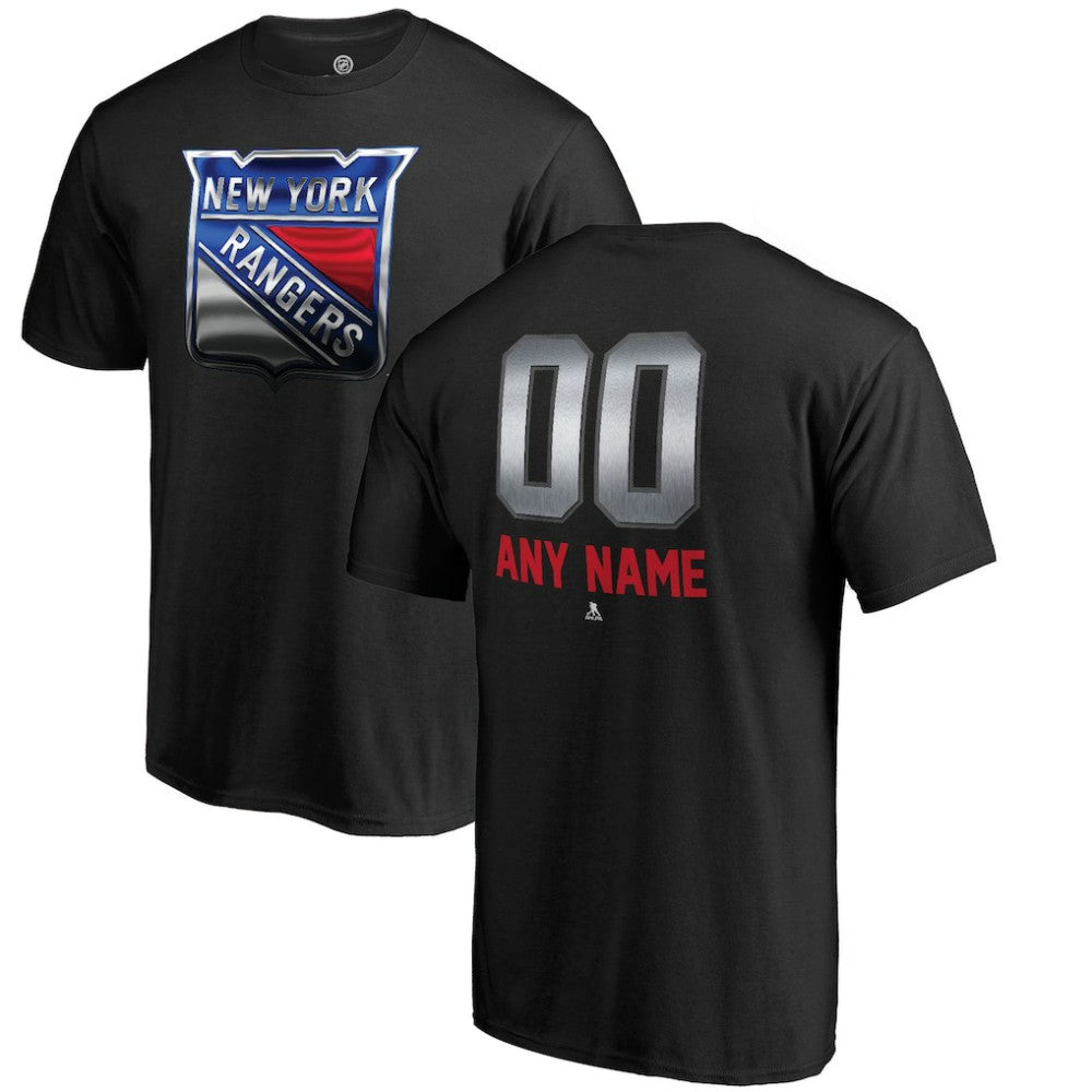 NHL,Custom New York Rangers Personalized Midnight Mascot T-Shirt - Black
