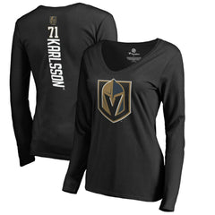 NHL William Karlsson Vegas Golden Knights Women's Backer V-Neck Long Sleeve T-Shirt - Black