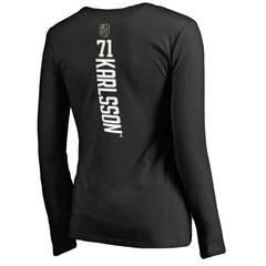 NHL William Karlsson Vegas Golden Knights Women's Backer V-Neck Long Sleeve T-Shirt - Black