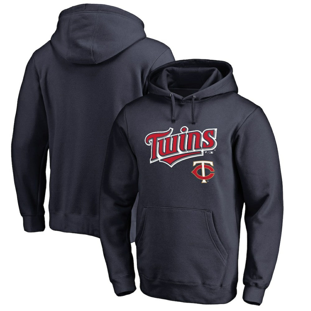 Minnesota Twins Team Lockup Fitted Pullover Hoodie - Navy Hoodies