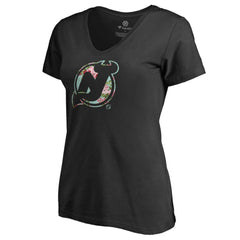 NHL New Jersey Devils Women's Lovely V-Neck T-Shirt - Black