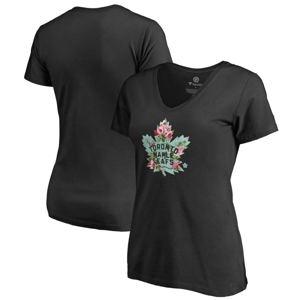 NHL Toronto Maple Leafs Women's Lovely V-Neck T-Shirt - Black