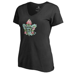 NHL Toronto Maple Leafs Women's Lovely V-Neck T-Shirt - Black